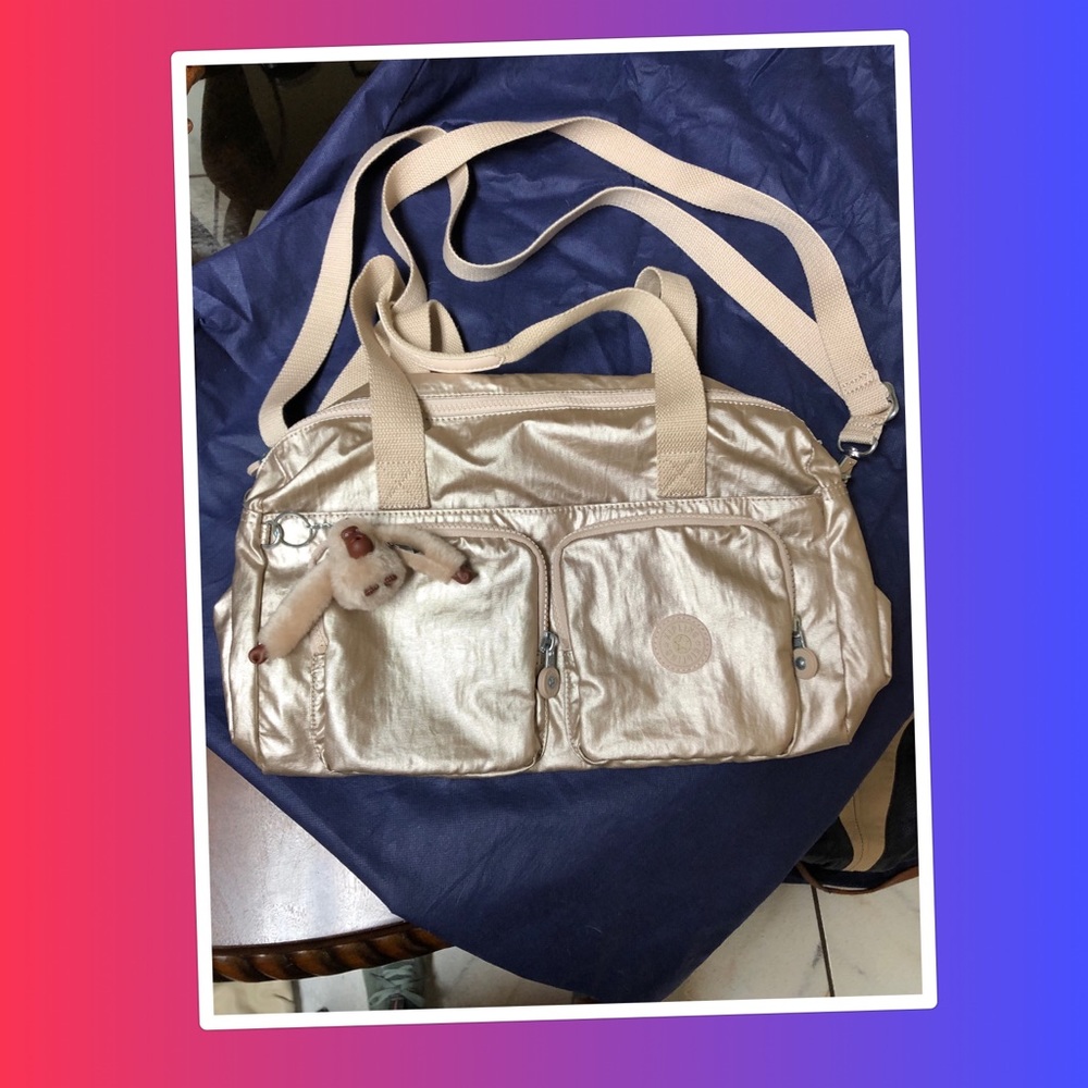 Metallic  sparkly gold Kipling bag
